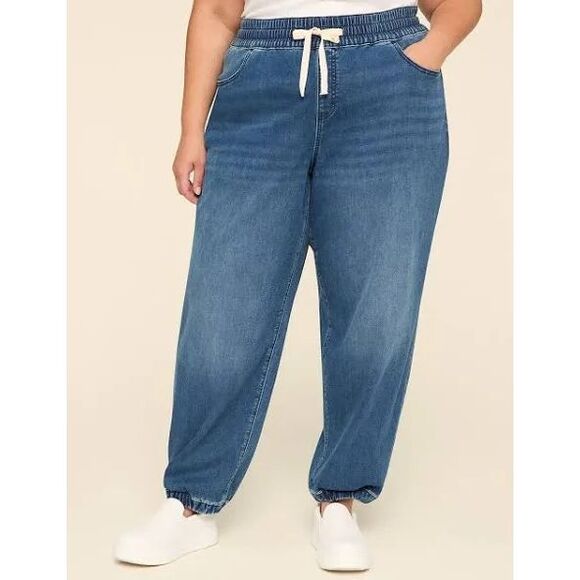 Lane Bryant Pul-On Cloud Knot Jogger Size 18 Dark Wash Knit Denim NWT - Picture 2 of 9